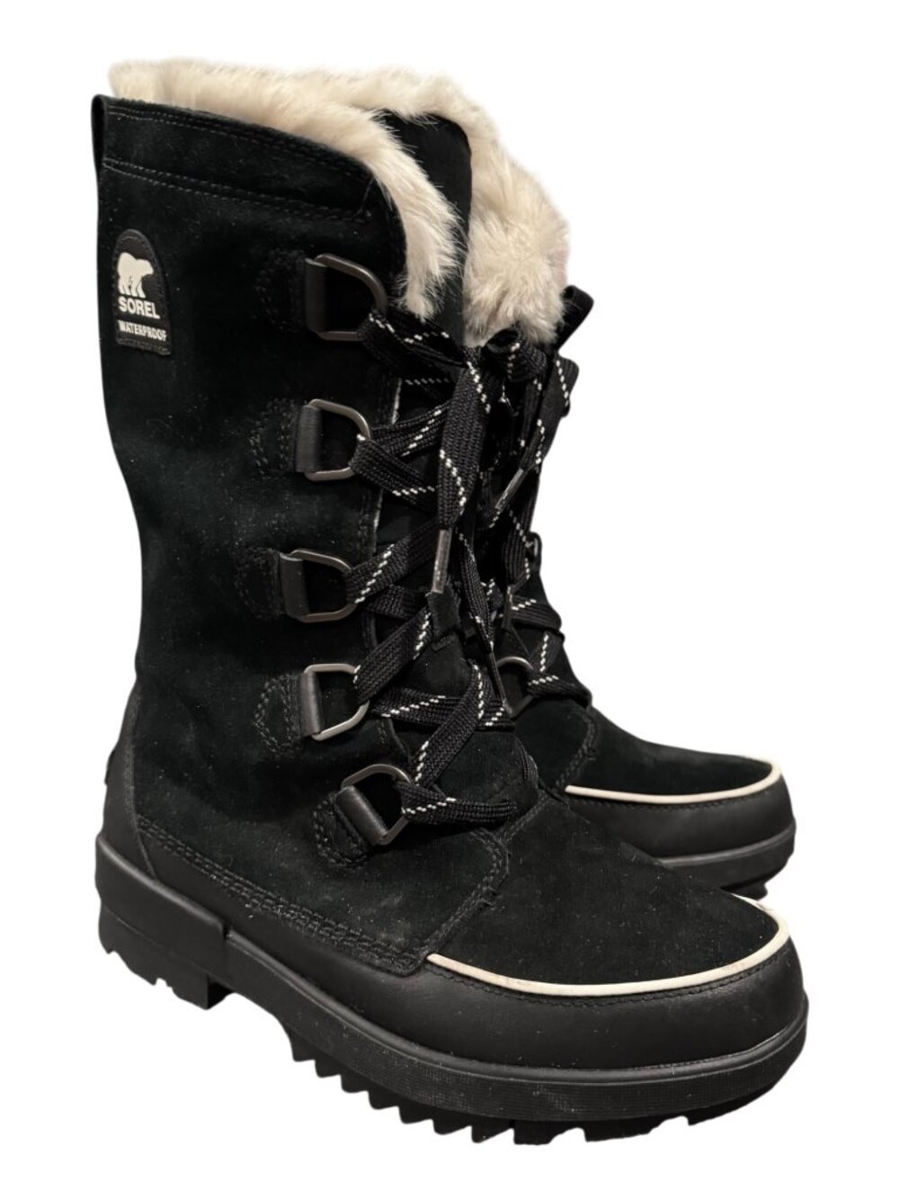 Sorel Tivoli IV Tall Boots Women’s 10 Black Suede Waterproof Faux Fur Winter